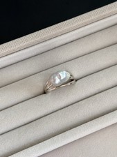 Verstellbarer S925 Ring mit australischer Südsee-Barockperle silberblau
