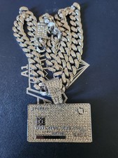 Silver Visa Credit Card Pendant Iced Out With Silver Plated Chain Iced Out 