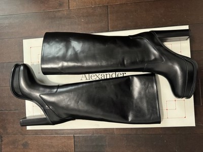Alexander McQueen Women's Black Leather Platform Boots EU 40