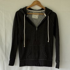 Aerie Women's Solid Full Zip Hooded Hoodie w/ Pockets Fleece Size S Black Gray
