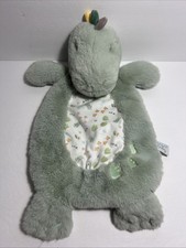 Baby Dinosaur Lovey Plush Doll Baby Soft Toy Blanket Satin Green douglas EUC