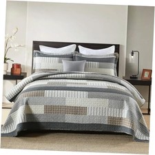 Quilt Queen Size 100 Cotton Queen Size Queen 90"x98" Grey/Black/Brown