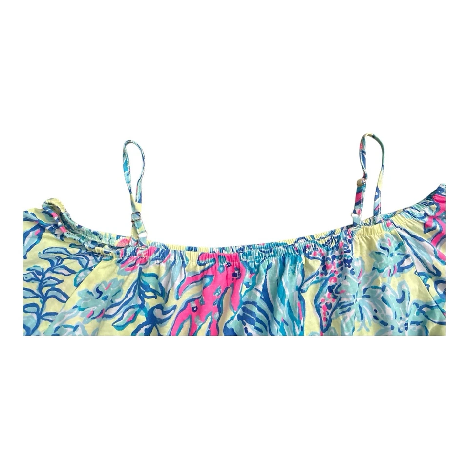Vestido Lilly Pulitzer Niñas Patrón Hombro Descubierto Nuevo Sin Etiquetas Talla 12-14 Algodón Floral Foto 3 de 4
