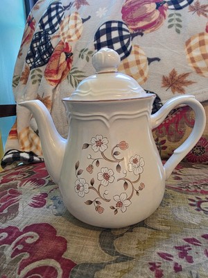 Vintage - The Covington Edition Stoneware Teapot White Pink Floral - Japan 8.5''