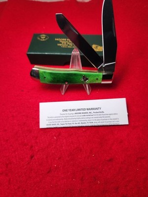 NEW!!!! Moore Maker By Boker Germany  5202G Trapper Knife GREEN Bone NIB