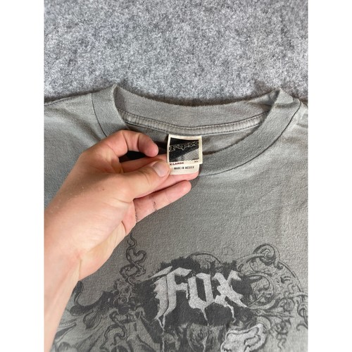 Vintage Y2K Fox Racing Graphic Tee Mens XL Gray Grunge Rider Biker Streetwear - Picture 3 of 5