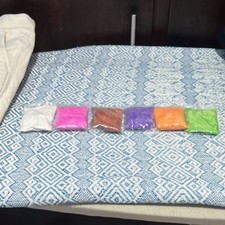 Set of 6 Colored Sand Art Powders - White, Pink, Brown, Purple, Orange, Green