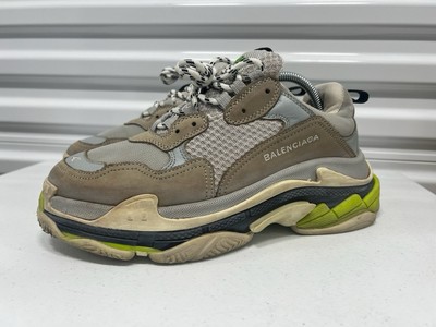 AUTHENTIC Balenciaga Triple S Sneakers Leather Suede Grey Green EUR 42 Men US 9