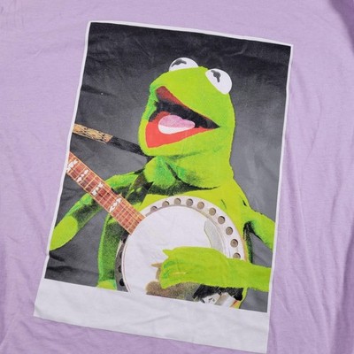 The Muppets Shirt Mens 2XL Purple Long Sleeve Kermit Banjo Graphic Tagless