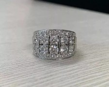 3Ct Round Cut Real Moissanite Cluster Men's Wedding Ring 14K White Gold Plated