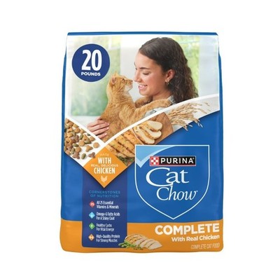 Purina Cat Chow Complete Adult Dry Cat Food Chicken Flavor Kibble Bulk 20 lb Bag
