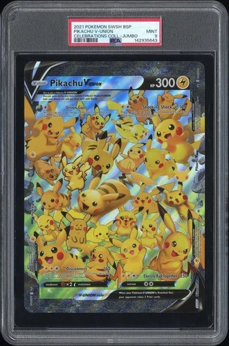2021 Pokemon Celebrations Collection SWSH Pikachu V-Union Jumbo Promo PSA 9