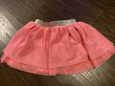 Baby Cat Jack Glitter Tule Skirt - Coral Pink/Silver, 18 Months