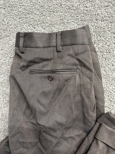 Brooks Brothers Pants Men 35X30 Brown Madison Fit Wool Trouser Cuffed Pleated - Picture 2 of 10