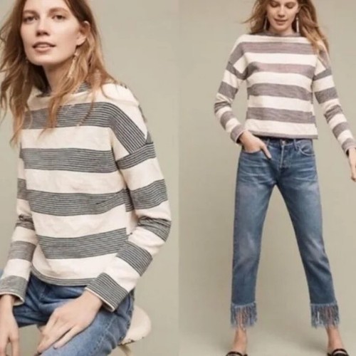 Anthropologie Eri + Ali Sabori Striped Textured Sweater XS