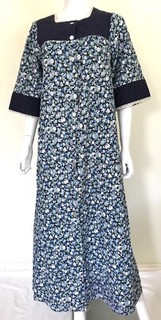 Bata Abrigo Casa Vestido Floral Algodón Vintage Años 60 70 Hecha a Mano M