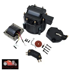 GM HEI Black Distributor Cap & Rotor SBC BBC 65K Volt Coil Module TUNE UP KIT