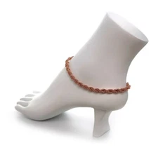 10" Twist Rope Chain Anklet 5mm Ankle Bracelet 14K Italy Pink Rose Gold Plated