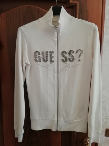 Maglia Guess bianca da donna con strass zip frontale taglia M | eBay