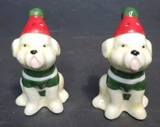 Dog Winter Hat & Sweater Christmas Salt shakers 3"