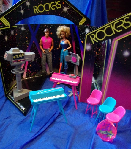 Barbie and the Rockers TV Studio w/ Barbie Ken & Accessories HTF Pieces VTG 1986