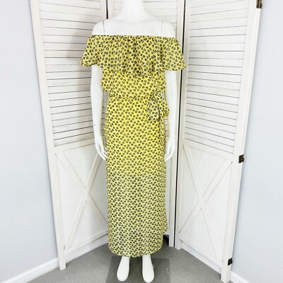 1. State Lavender Fields Maxi Dress Women Medium Yellow Floral Off The  Shoulder | eBay