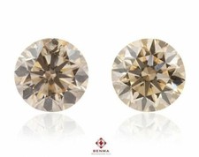 1.98 Carat Pair Light Brown Diamond GIA Loose Natural Color Certified Round 2474.75 per carat