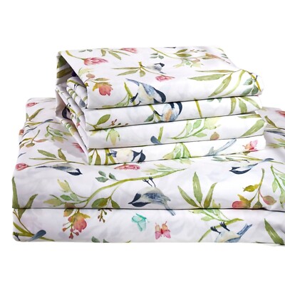Virah Bella - Floral Bird (Bright) - 4-Piece Sheet Set
