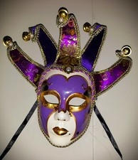 SIGNED Venetian MARDI GRAS Carnival Masquerade HAND MADE Wall & Mask NEW ORLEANS