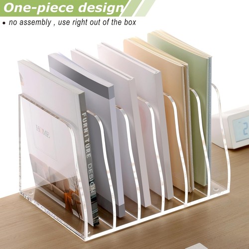 Polished Acrylic File Holder with 6 Slots - Perfect for Home Office Organization - Picture 7 of 11