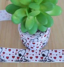 1" 1 YD Snoopy Valentine's Day Ribbon Dog Peanuts Hair Bow Hearts Love Cupid
