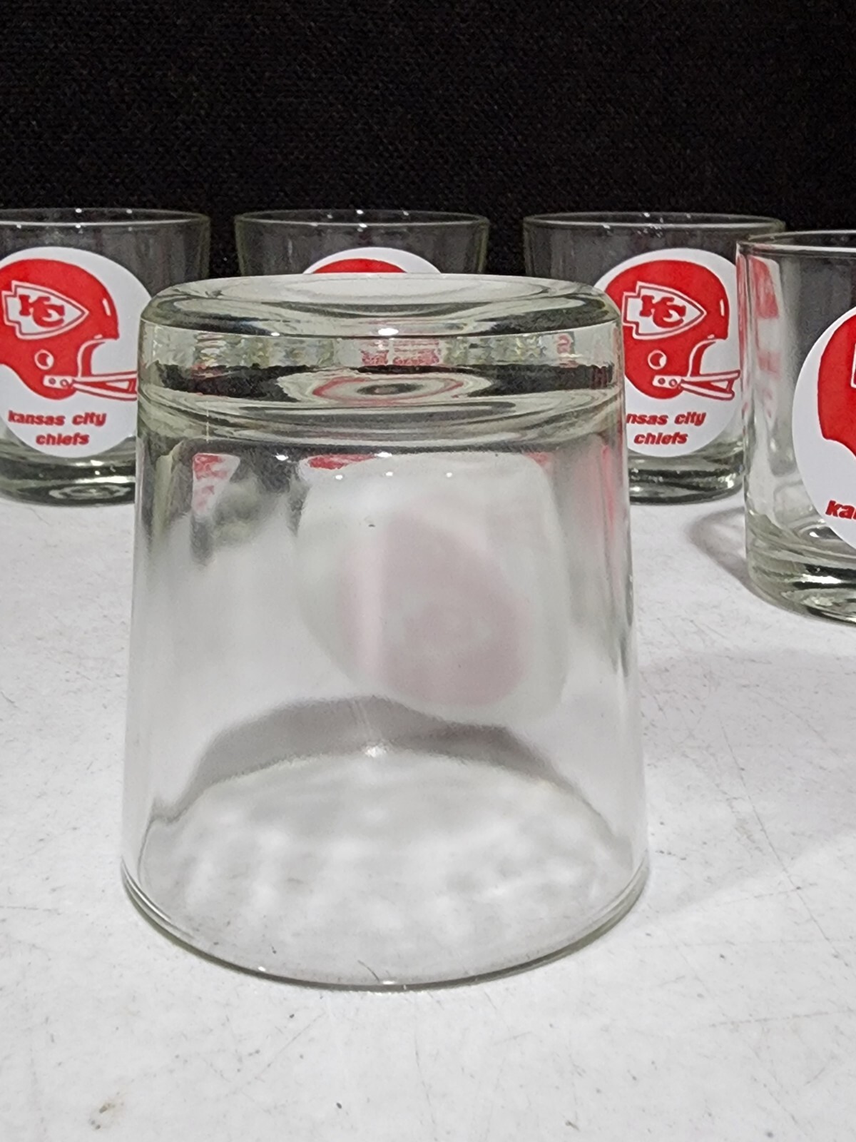 Set Of 6 Vintage NFL Kansas City Chiefs Football On the Rocks Highball