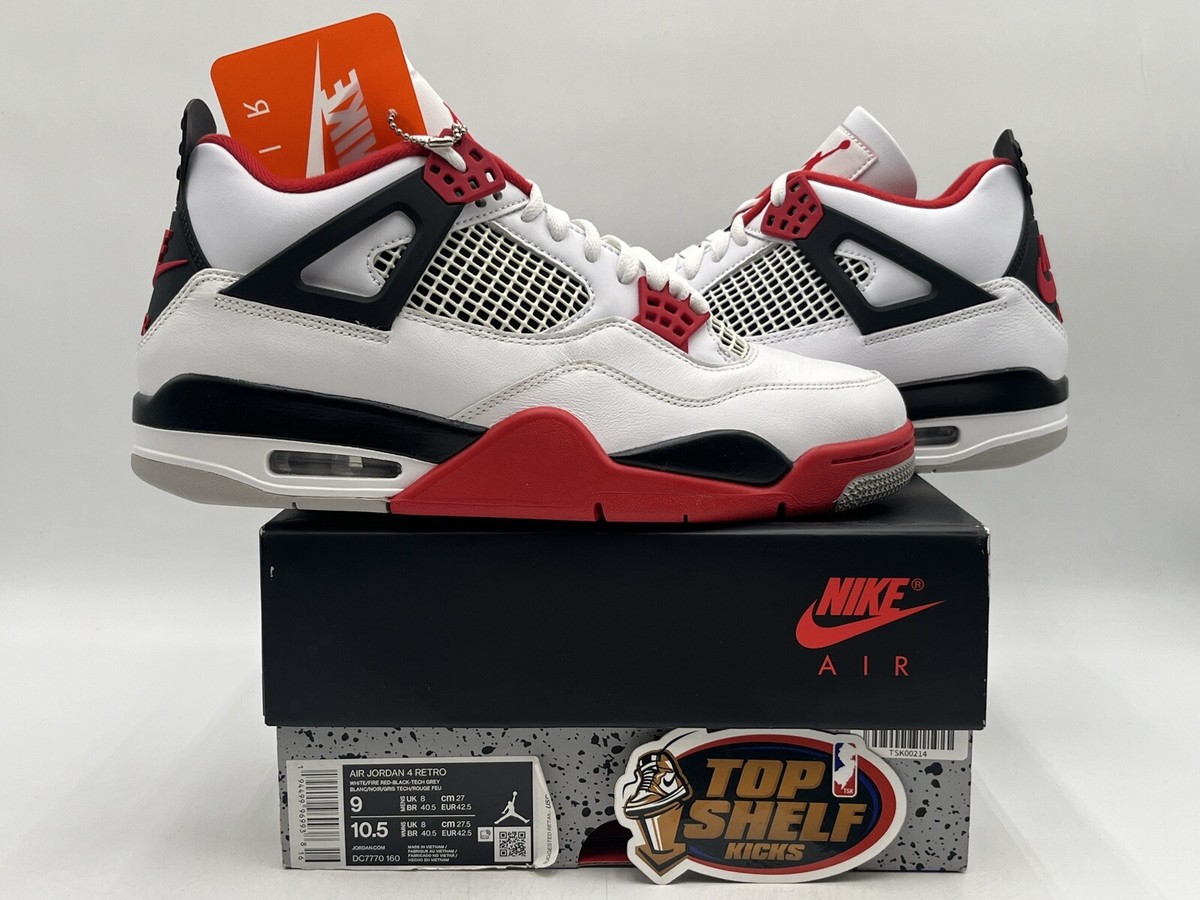 New Air Jordan 4 Fire Red 2020 Size 9 Rare Retro Authentic White Black MJ OG AJ4 | eBay