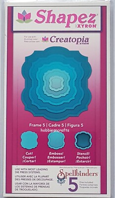 SPELLBINDERS XYRON SHAPEZ CREOPIA - GESCHNITTENE PRÄGSCHABLONE - RAHMEN 5 - 5 GRÖSSEN 