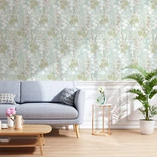 Jiffdiff Light Green Wallpaper Removable Self Adhesive Versatile Sticker 17X480"