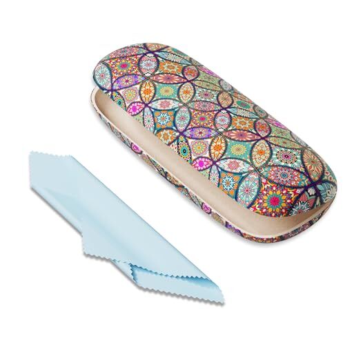 Portable Hard Shell Eyeglasses Case with Mandala Design for Protection and Style