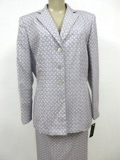 Lilac Skirt Suit Le Suit Size 12 Geometric Two Piece Long Sleeve NWT