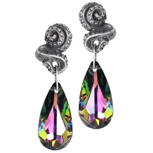 Alchemy Gothic Empyrean Tear Crystal Black Red or Rainbow Dangling