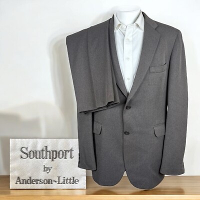 Flaw Vintage Anderson Little 2 PIece Suit Mens 42L 34x33 Polyester Brick Brown