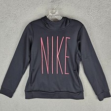 Nike AJ6797 010 Black Pink Spell Out Girls Size XL Fleece Pullover Hoodie