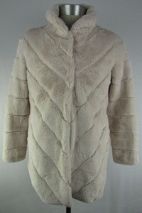 calvin klein chevron faux fur coat