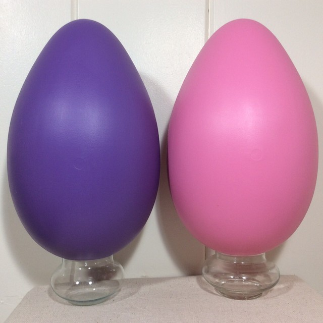 Vintage Large Jumbo Giant Blow Mold 2 pc Easter Eggs Outdoor Indoor