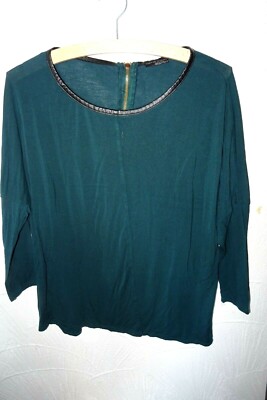 lässig chicer Pulli Gr. S/M ZARA Coll. apartes Grün mit goldfarbenem Rücken-RV  