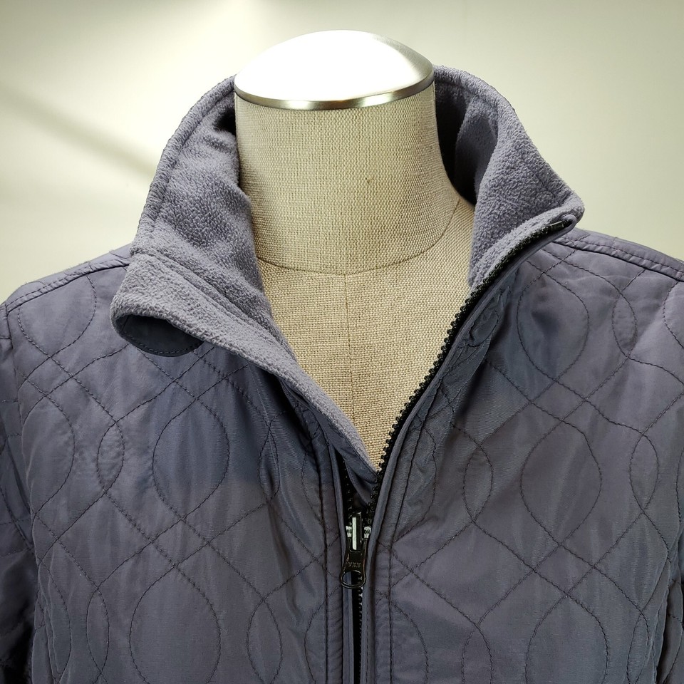 Eddie Bauer Womens Quilted Jacket Coat Size Small Purple Full Zip
