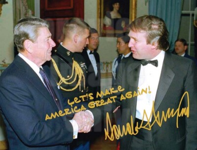 PRESIDENT RONALD REAGAN DONALD TRUMP 8X10 SIGNED PHOTO AUTOGRAPH POSTER