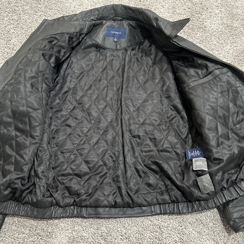 Croft & Barrow Leather Bomber Jacket Large Lined Diamond Quilted Full Zip Mens - Picture 8 of 15