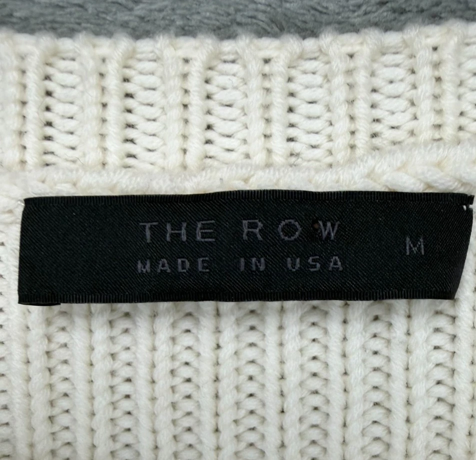 The Row Women's Knit Sweater Sz M Ivory White Bell Sleeve Long Wool Crewneck - Image 3 of 4