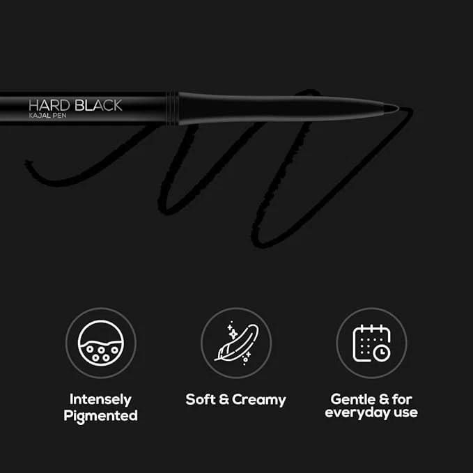 RENEE Hard Black Kajal Pen with Sharpener 0.35 gm, Pcs Of 2, Matte Finish - Image 4 of 4