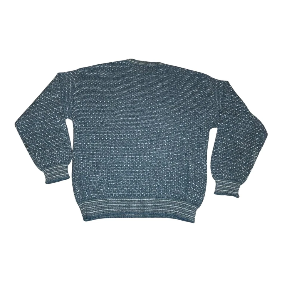 Vintage Peruvian Connection Sweater Mens (L) Blue 100% Alpaca Handmade Crewneck - Image 2 of 4