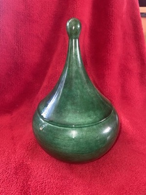 Tear Drop Jar Christmas Pine Color Signed 1978 7 1/2 